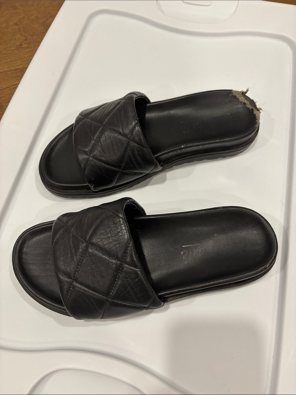 lintervalle black leather mules DOG CHEWED 39